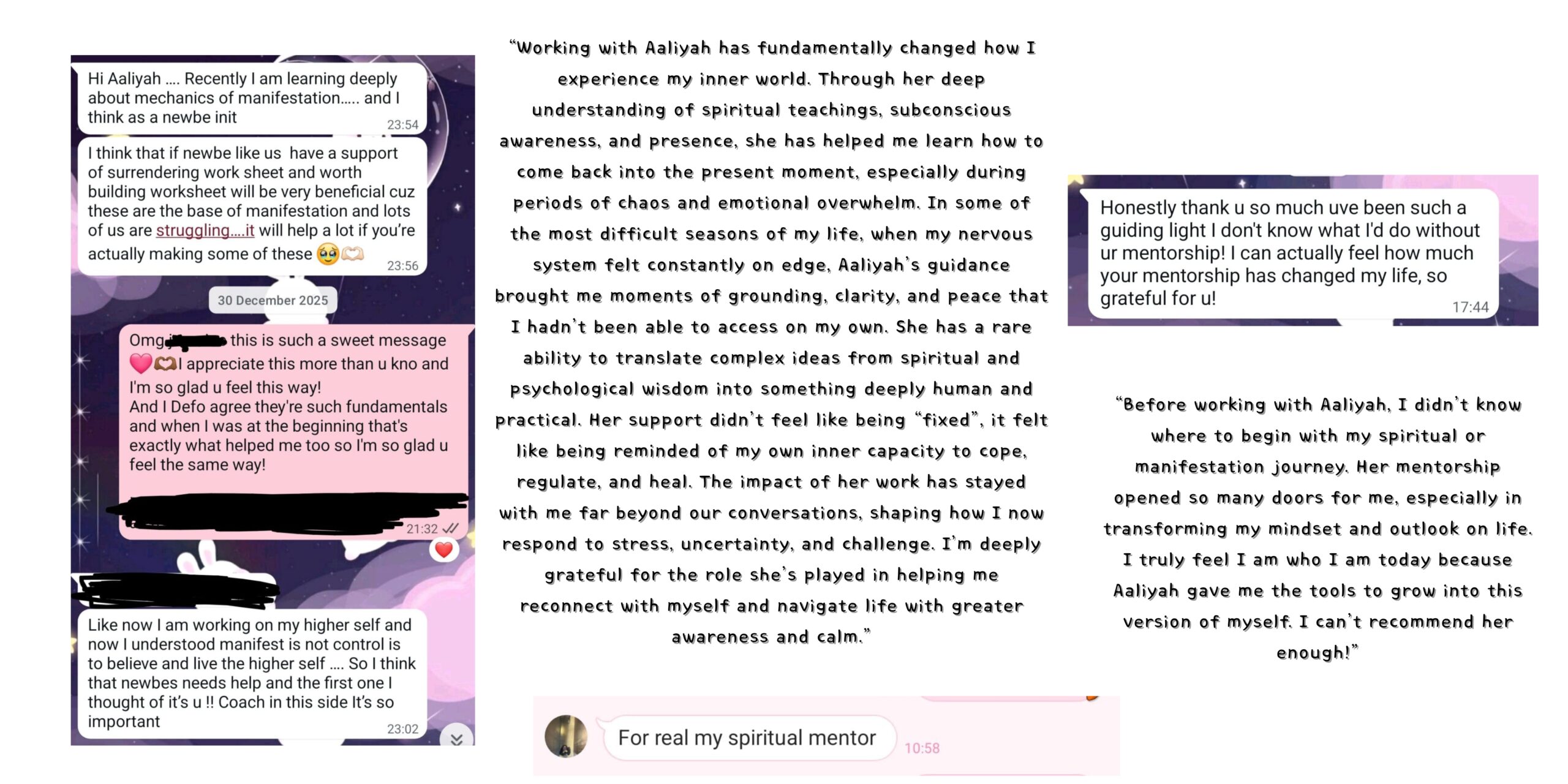 “Working with Aaliyah has fundamentally changed how I experience my inner world. Through her deep understanding of spiritual teachings, subconscious awareness, and presence, she has helped me lear (1)